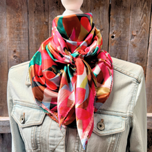 Load image into Gallery viewer, Fuchsia and Brown Floral Pattern Wild Rag / Scarf WR1037
