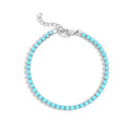 Greater Stainless Steel Turquoise Rhinestone Tennis Chain Bracelet