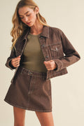 Garment-Dyed Rigid Denim Trucker Jacket
