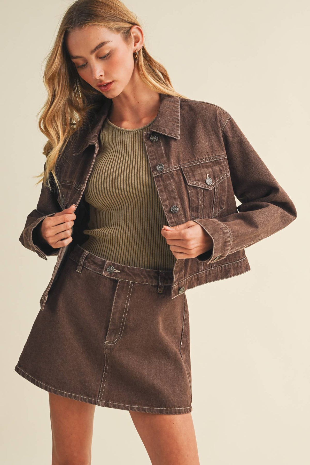 Garment-Dyed Rigid Denim Trucker Jacket
