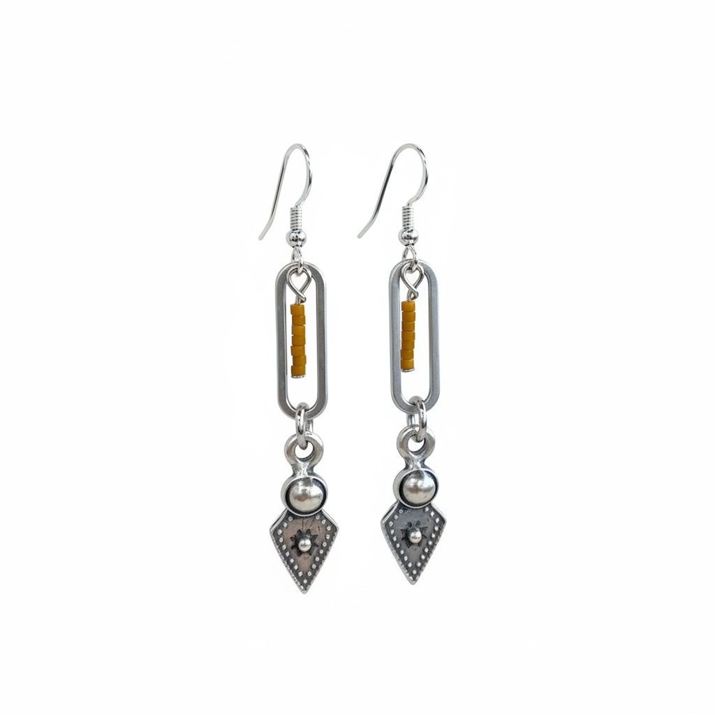Boho Soul-Beaded Yellow Dangle Earrings