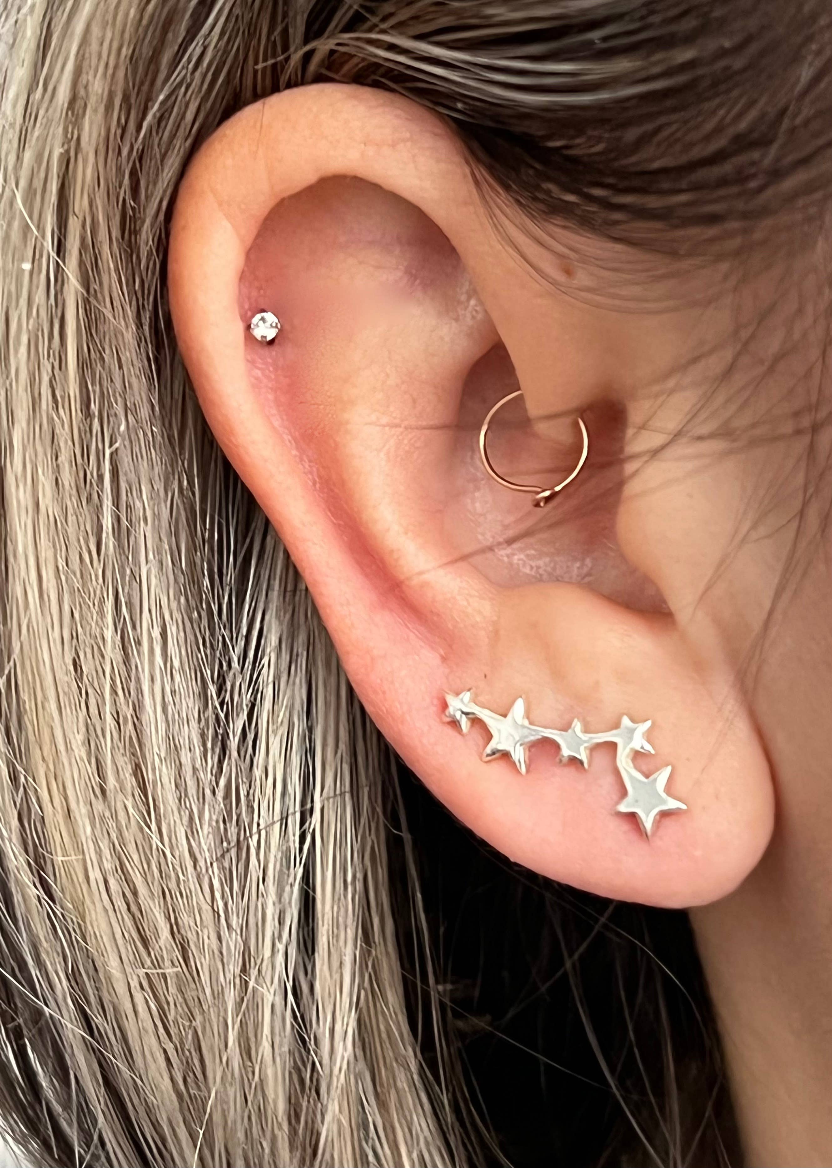 Splendor Tiny Stars Brass Ear Climber