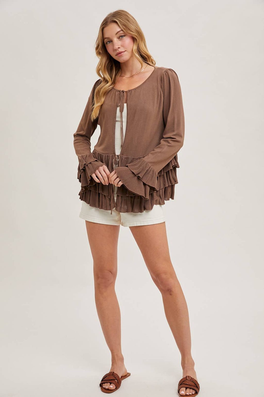 Glory Ruffle Hem Bell Sleeve Sweater