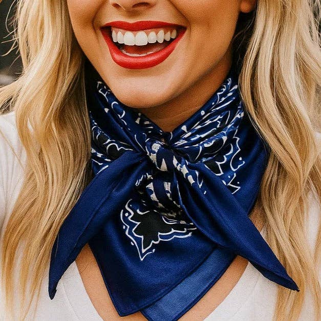 Blue Paisley Wild Rag - Western Scarf