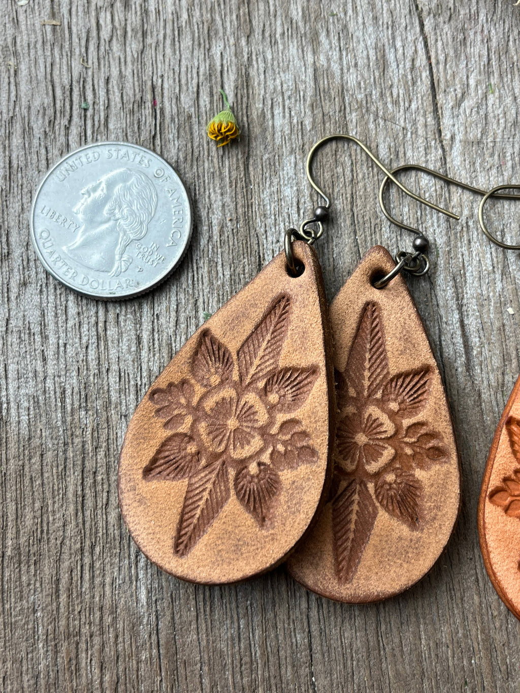 Still the Same Hand Tooled Leather Teardrop Earrings
