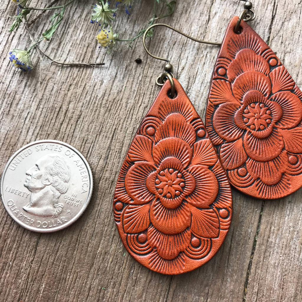 Lord Willing Leather Teardrop Earrings