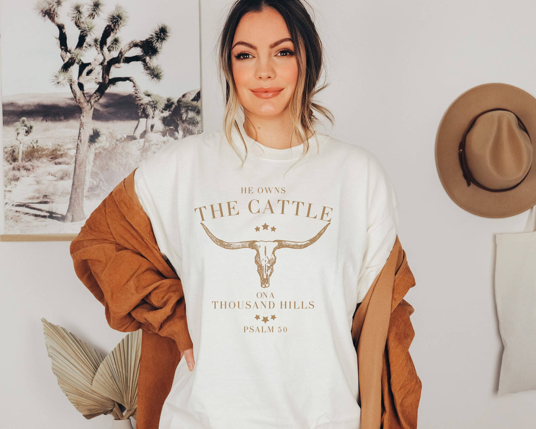 He Owns The Cattle Graphic Tee | Western Shirt | Cattle Tee