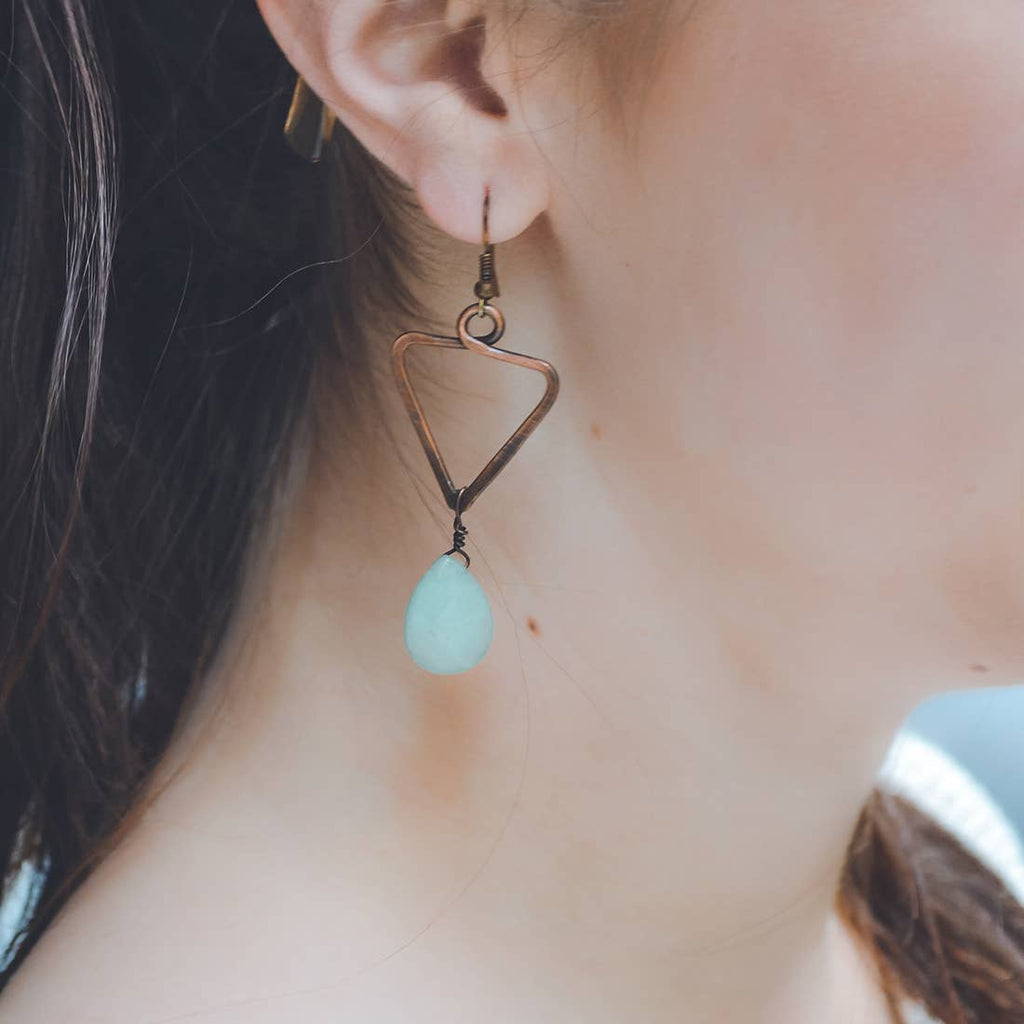 Banjara Aventurine Stone Triangle Earrings