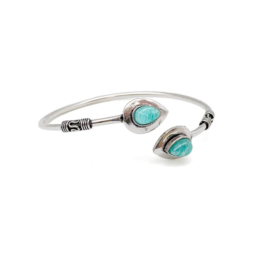 Tanvi Collection Bangle Bracelet - Silver with Amazonite