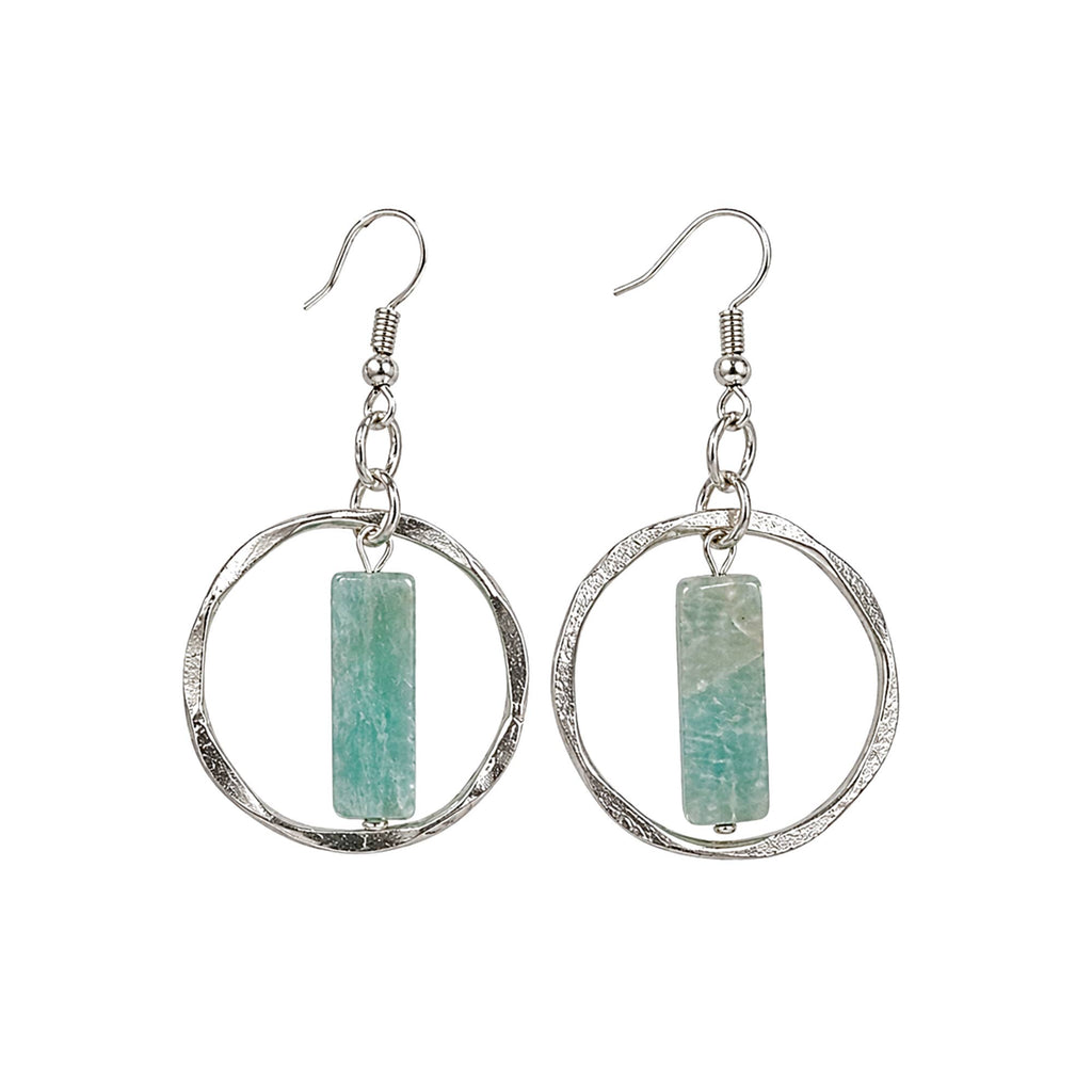 Akriti Amazonite Circle Handcrafted Silver Earrings