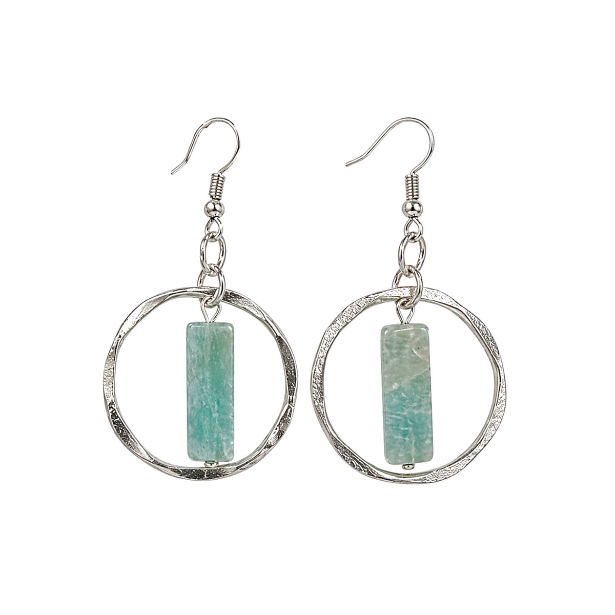 Akriti Amazonite Circle Handcrafted Silver Earrings