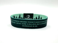 Load image into Gallery viewer, Forest Edge / Romans 8:28 Wristband
