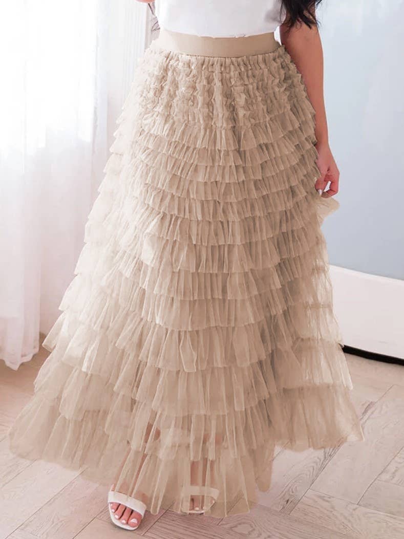 Social Graces Ruffle Tulle Maxi Skirt
