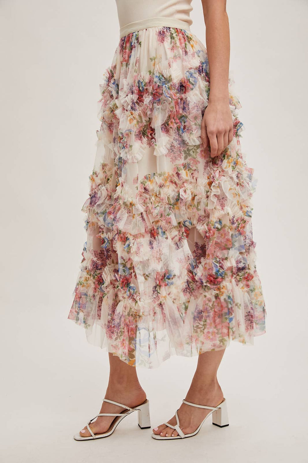 Wildflower Ruffle Midi Skirt