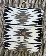 Load image into Gallery viewer, Cream &amp; Black Aztec Backpack
