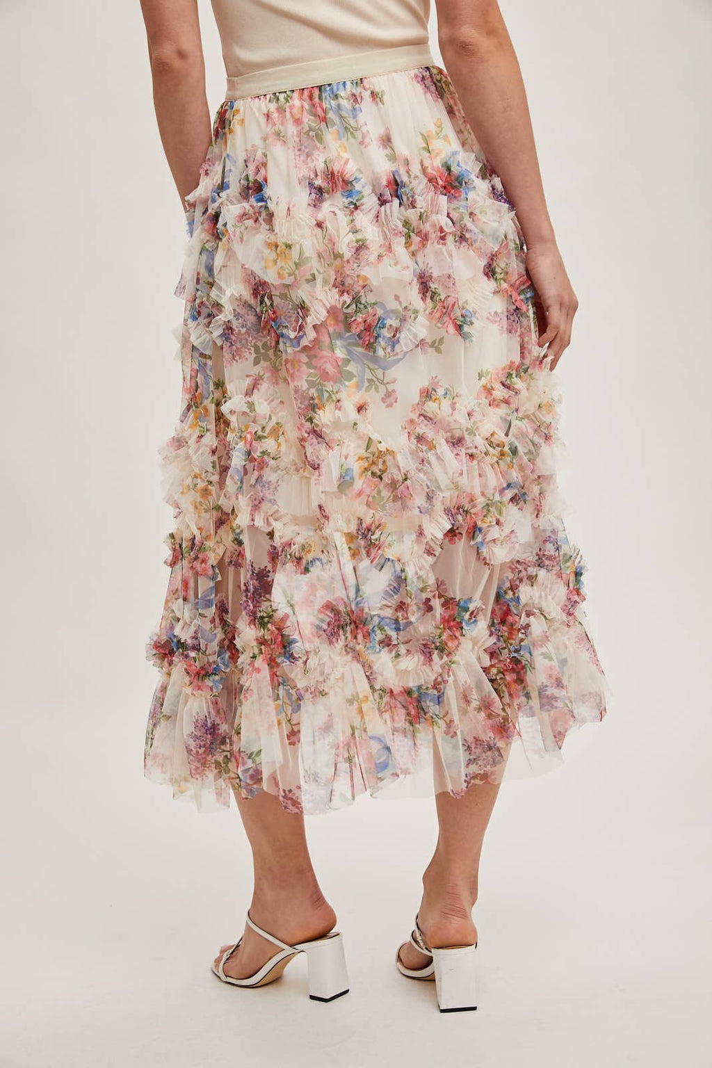 Wildflower Ruffle Midi Skirt