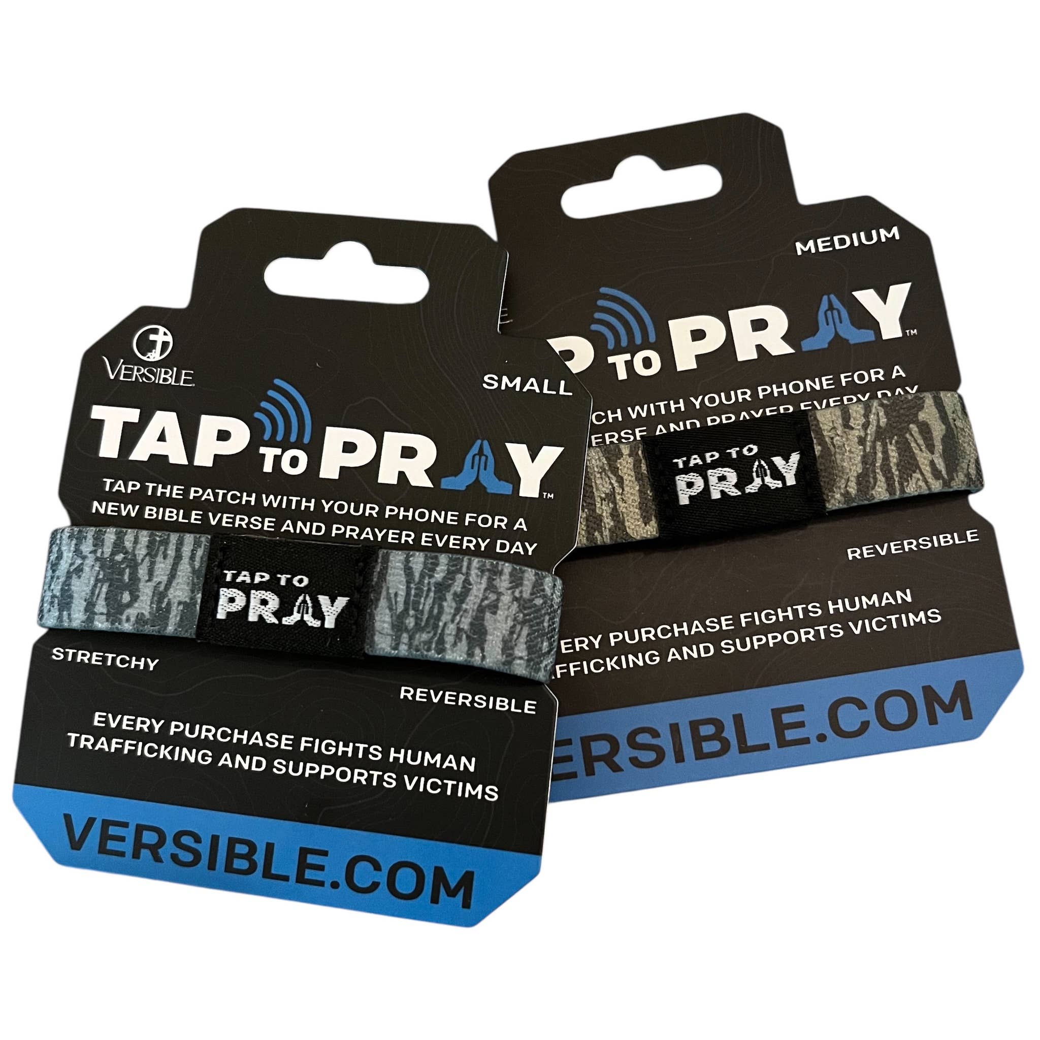 Tap To Pray™ Wristbands - Tree Bark Camo Brown & Grey