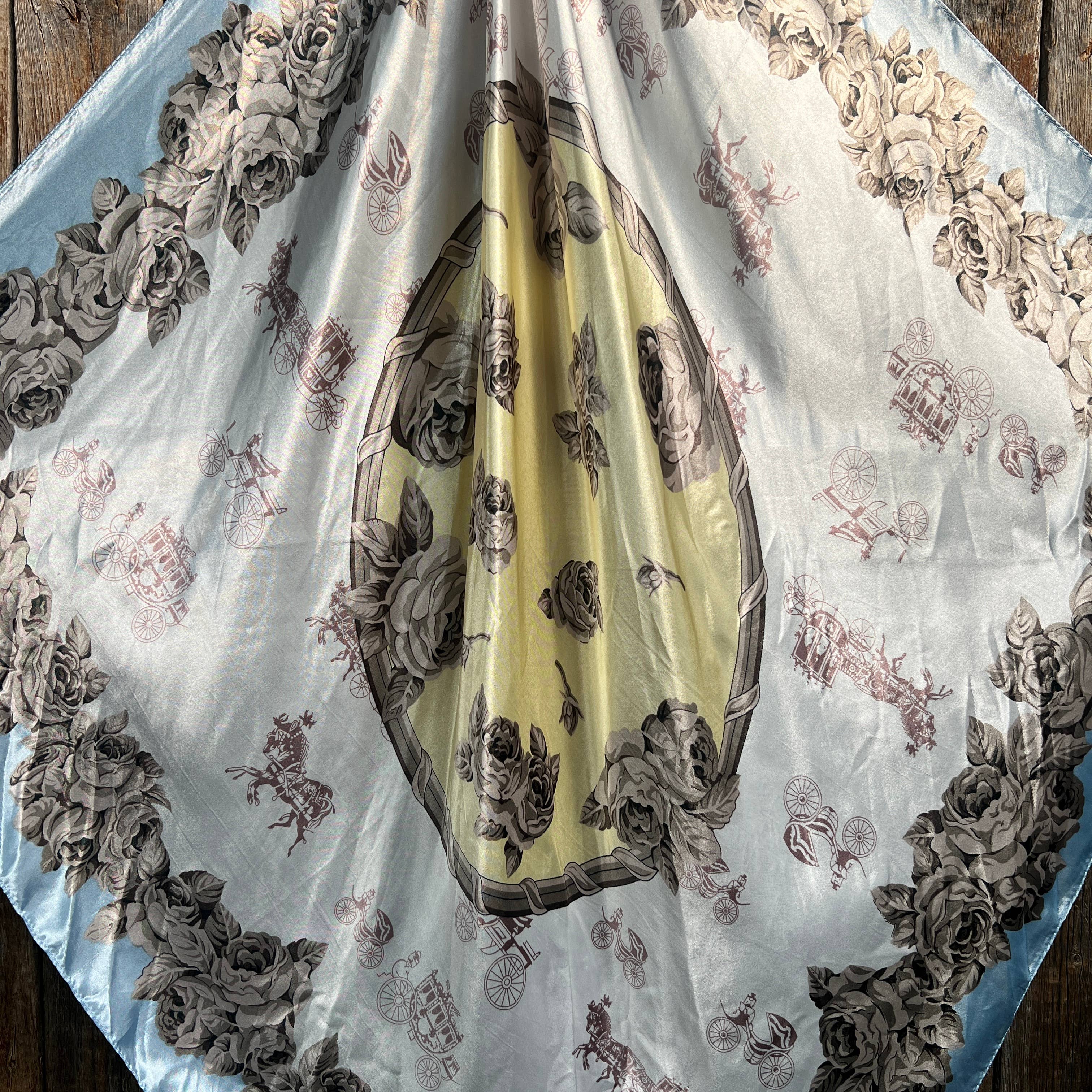 Pale Blue & Cream Floral Wild Rag/Scarf