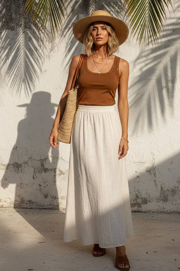 Stud Trim Scoop Neck Tank