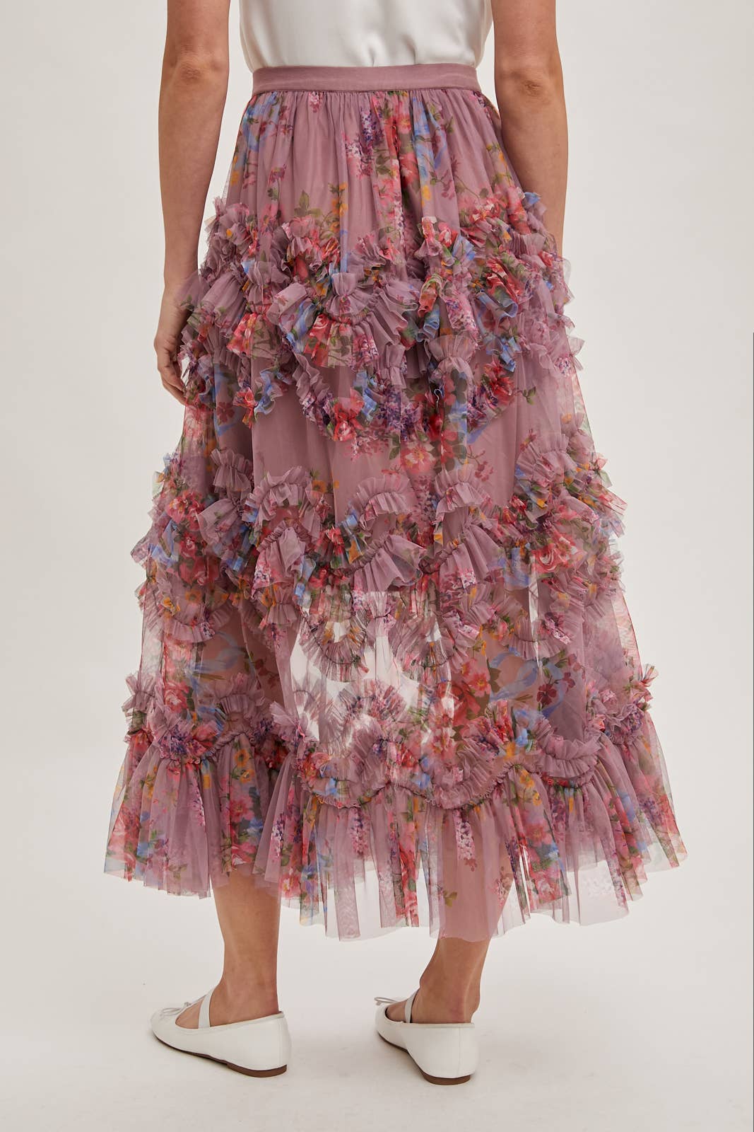 Wildflower Ruffle Midi Skirt