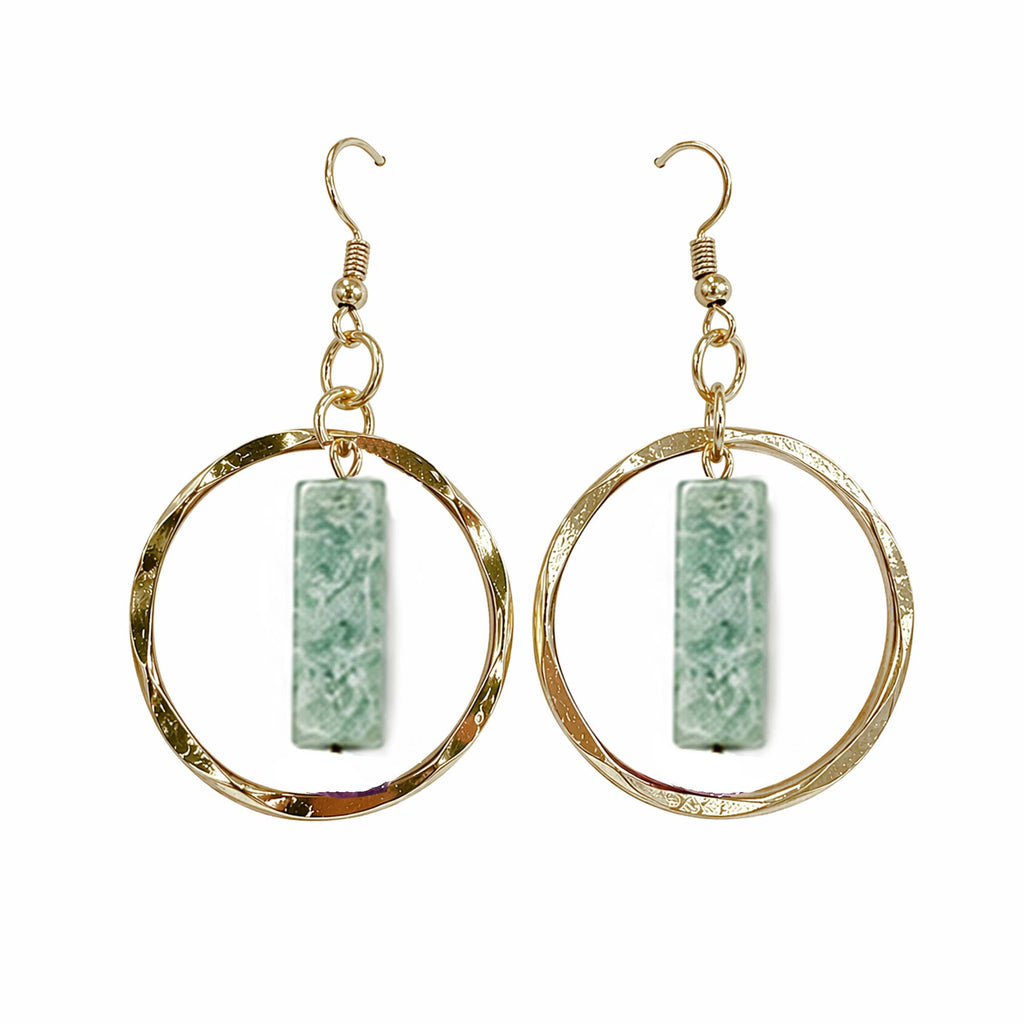 Akriti Amazonite Circle Handcrafted Gold Earrings