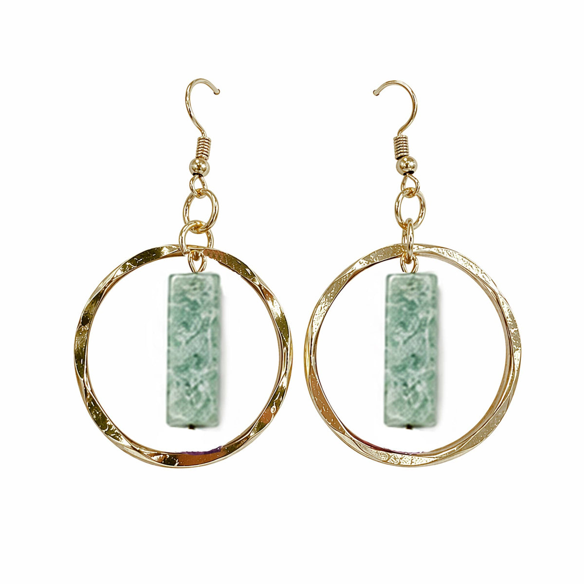 Akriti Amazonite Circle Handcrafted Gold Earrings