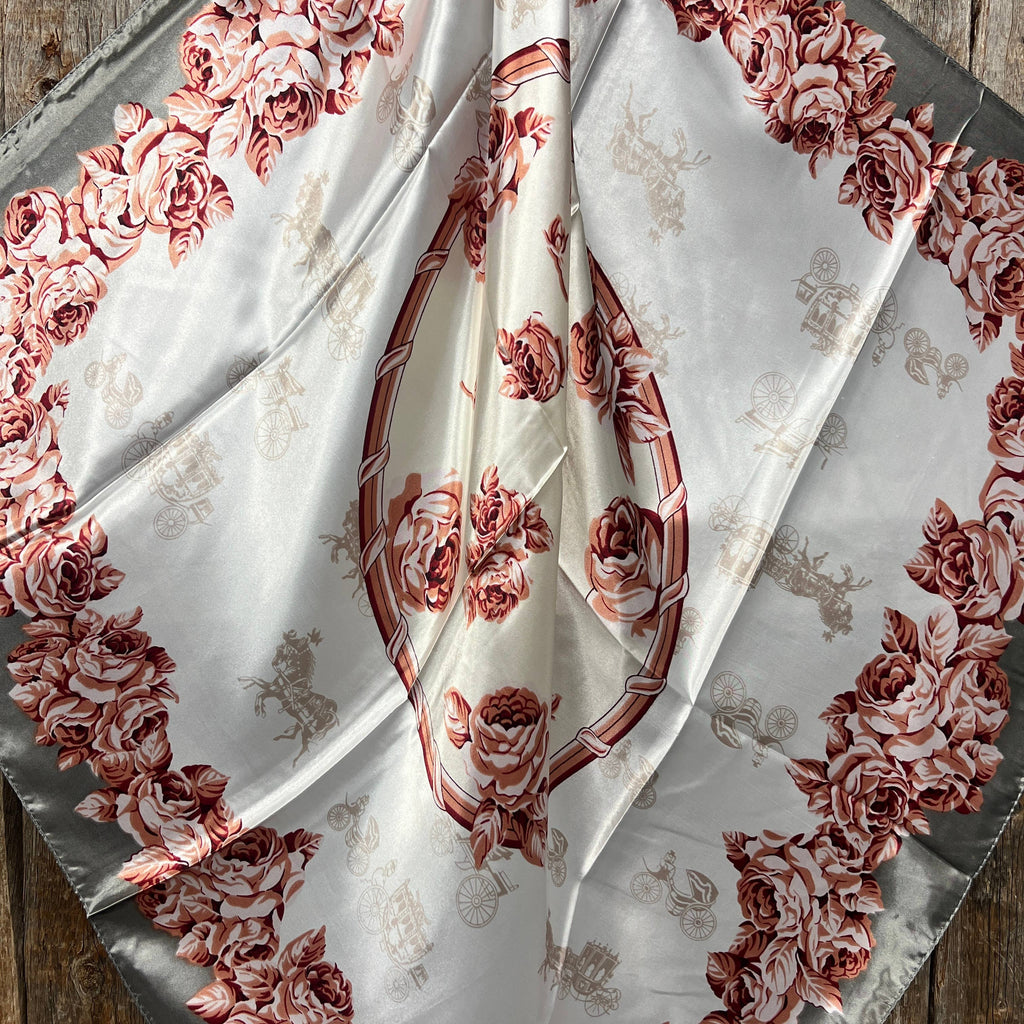 Grey & Pink Floral Wild Rag / Scarf