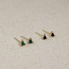 Load image into Gallery viewer, Mini Colored CZ Triangle Stud
