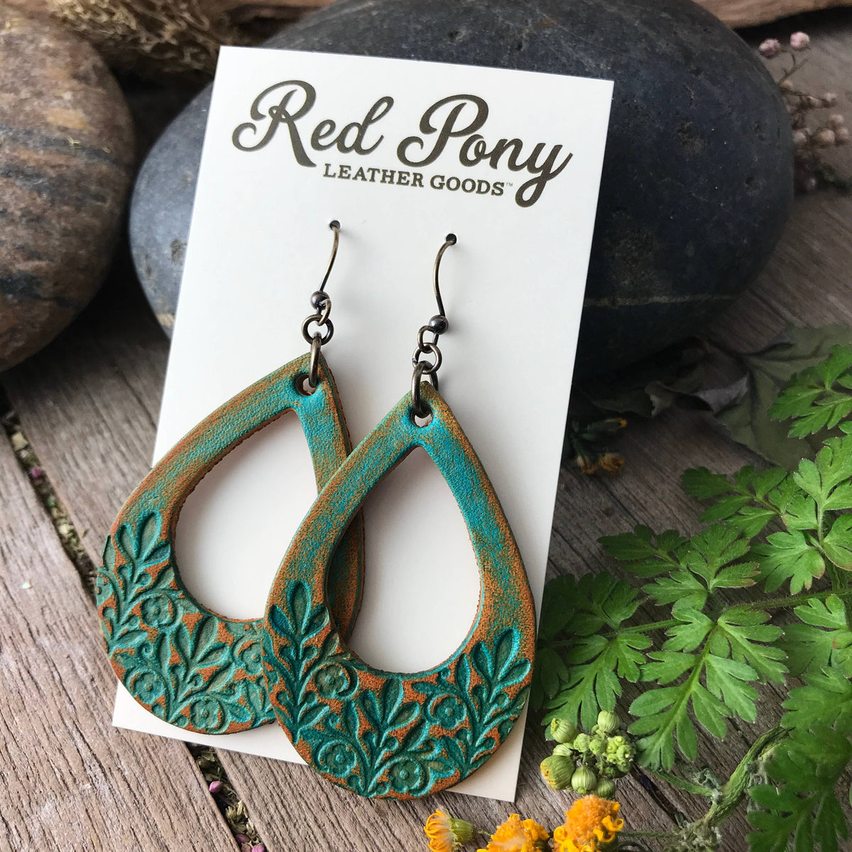 Long Time Gone Hand Tooled Leather Earrings