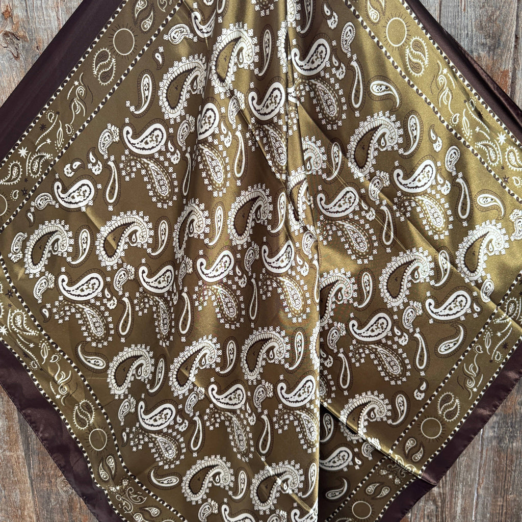 Sage and Brown Floral Paisley Wild Rag