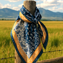 Load image into Gallery viewer, Blue Two-Toned Paisley Wild Rag/Scarf WR3300
