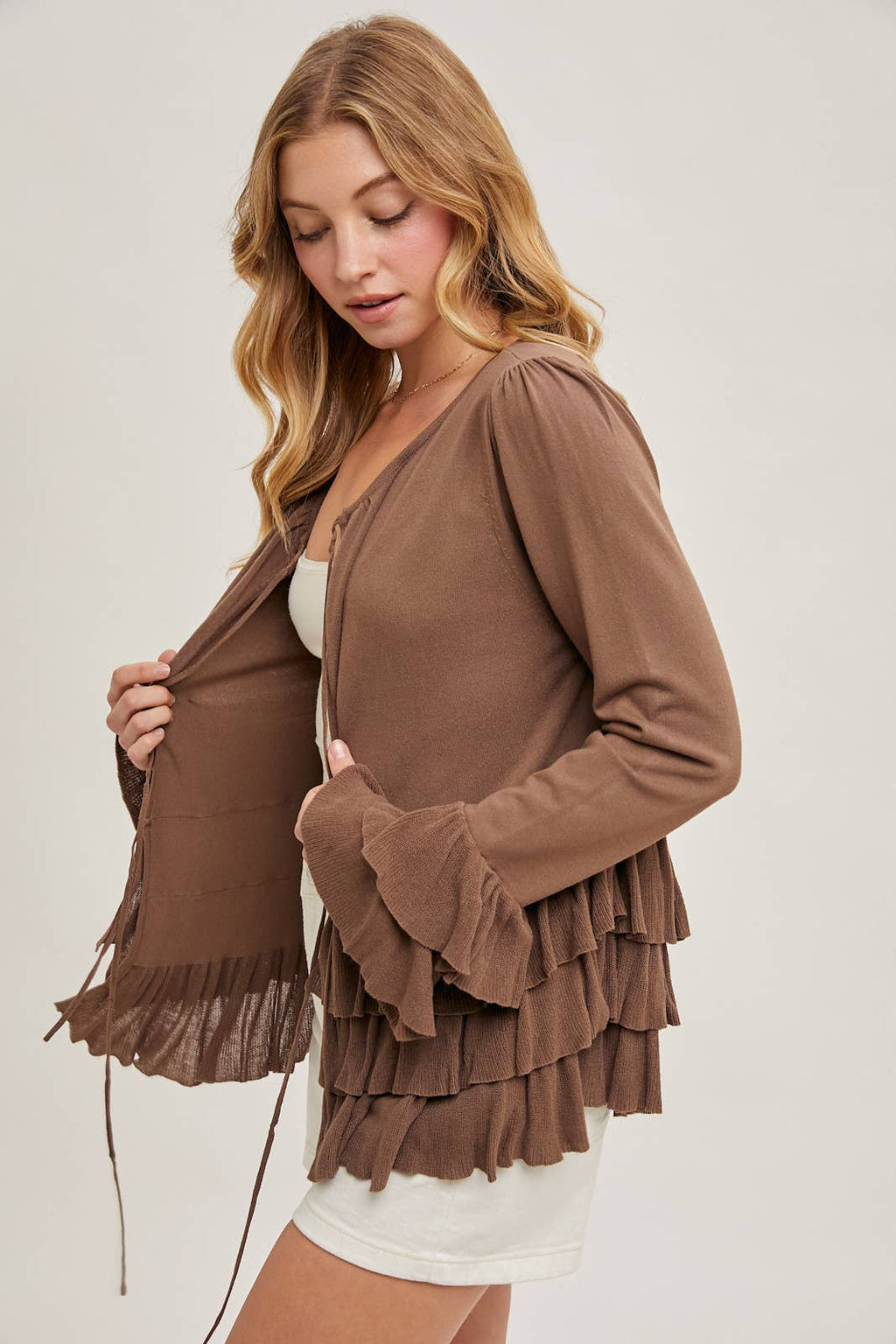 Glory Ruffle Hem Bell Sleeve Sweater