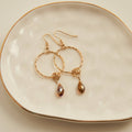Kina Gold Double Round Ring Teardrop Earrings