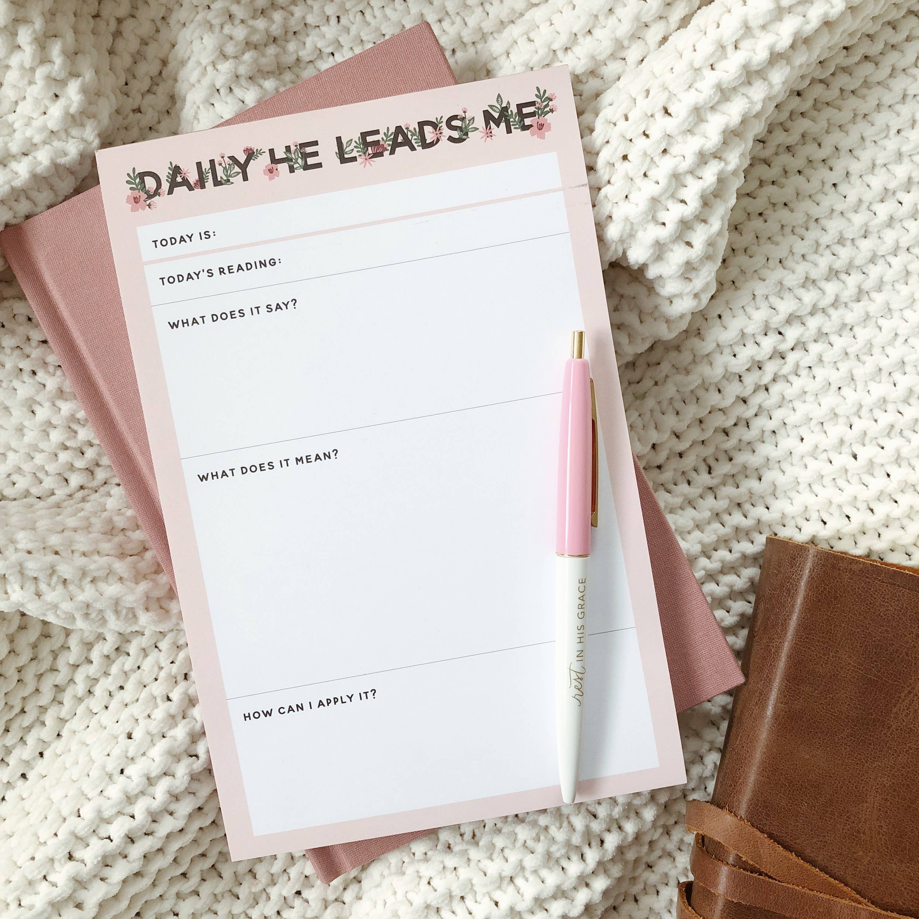 Daily He Leads Me Notepad | Wildflower