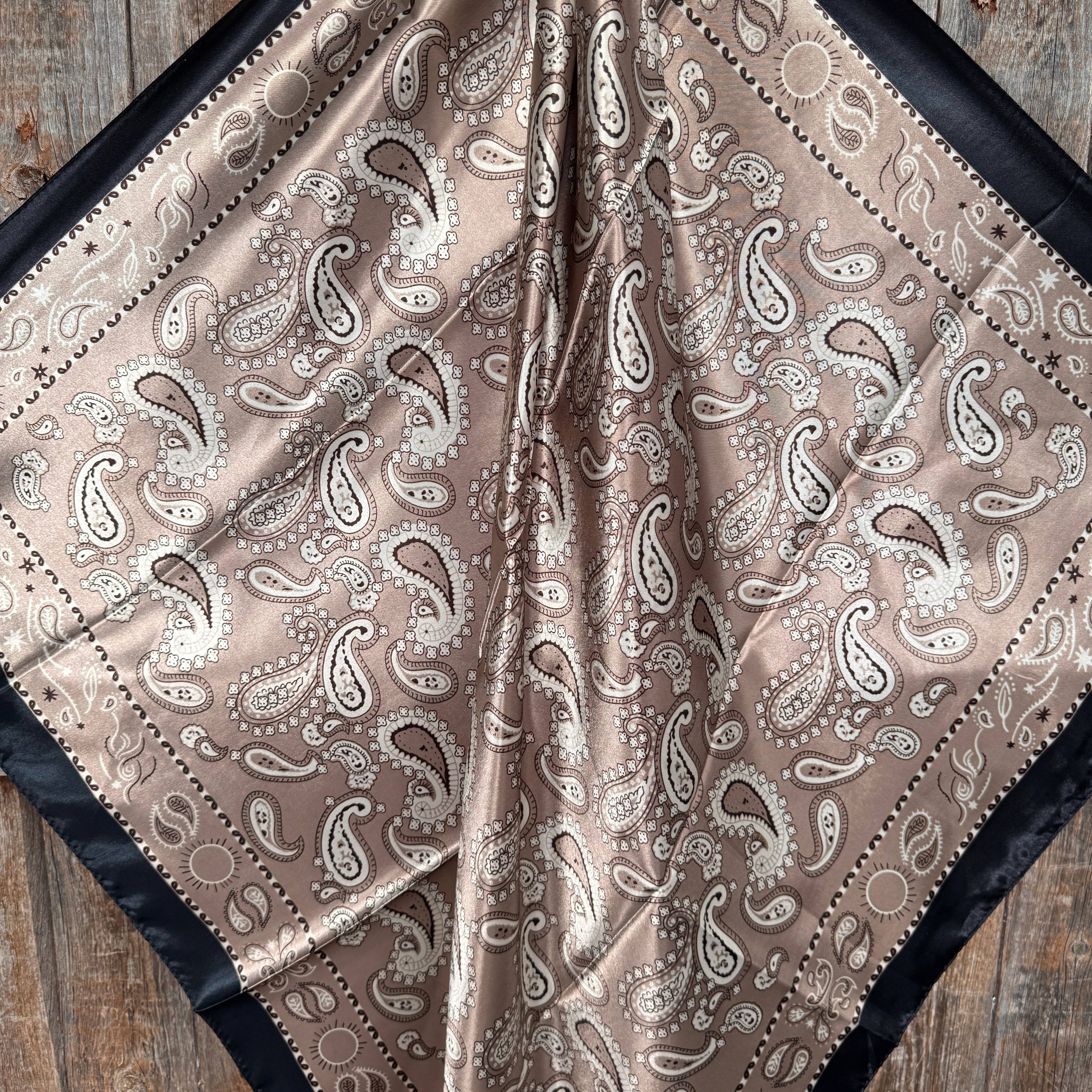 Black and Tan Floral Paisley Wild Rag / Scarf WR3383