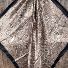 Load image into Gallery viewer, Black and Tan Floral Paisley Wild Rag / Scarf WR3383
