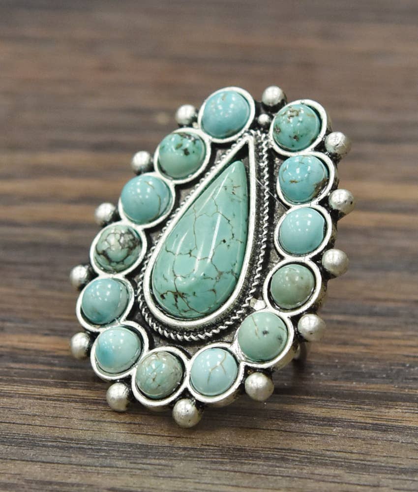 Shore It Up Turquoise Color Adjustable Ring