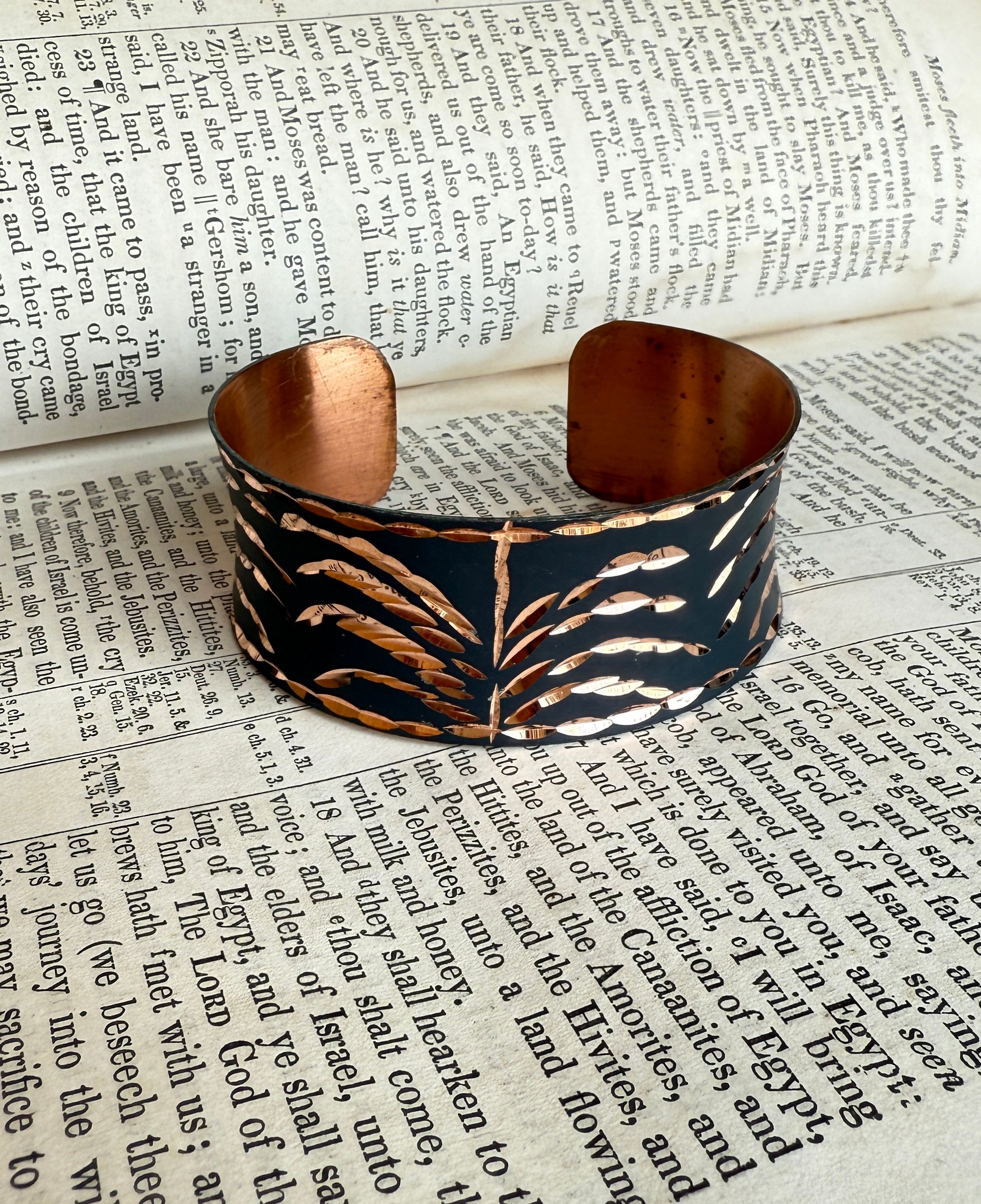 God Bless The Girls Etched Copper Bracelet
