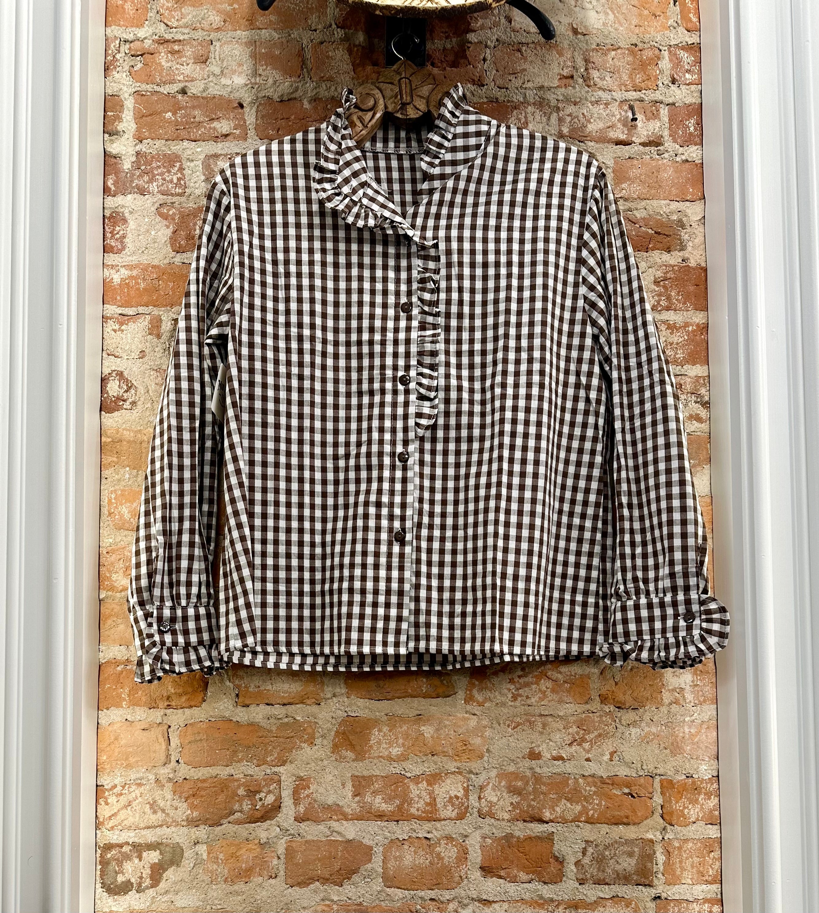 Lauren- Gingham Ruffle Blouse