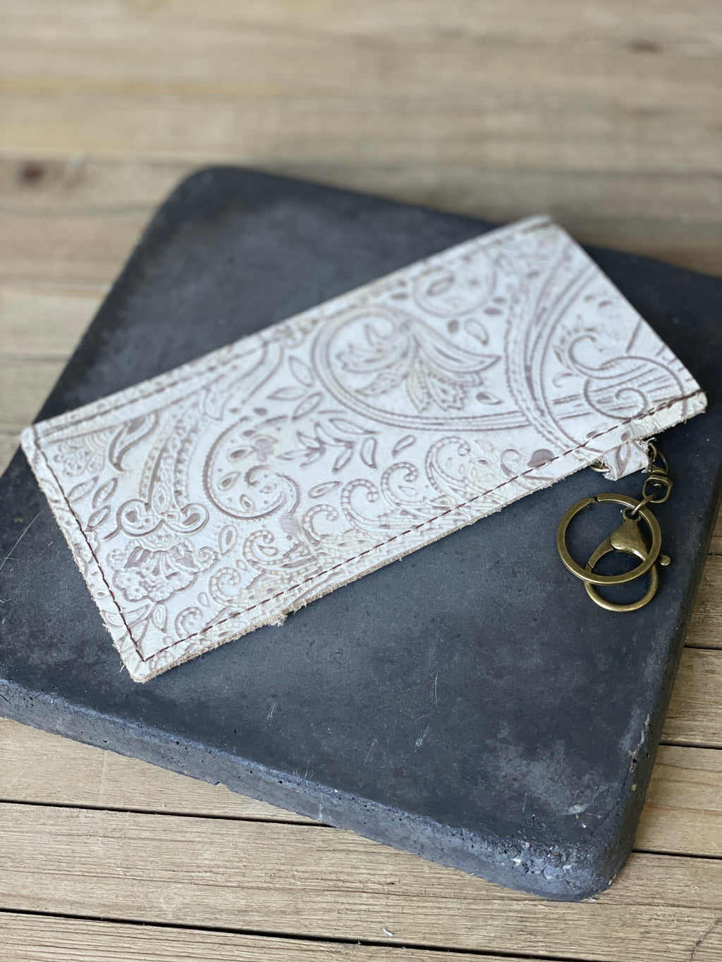 White Leather Embossed Sunglasses Case