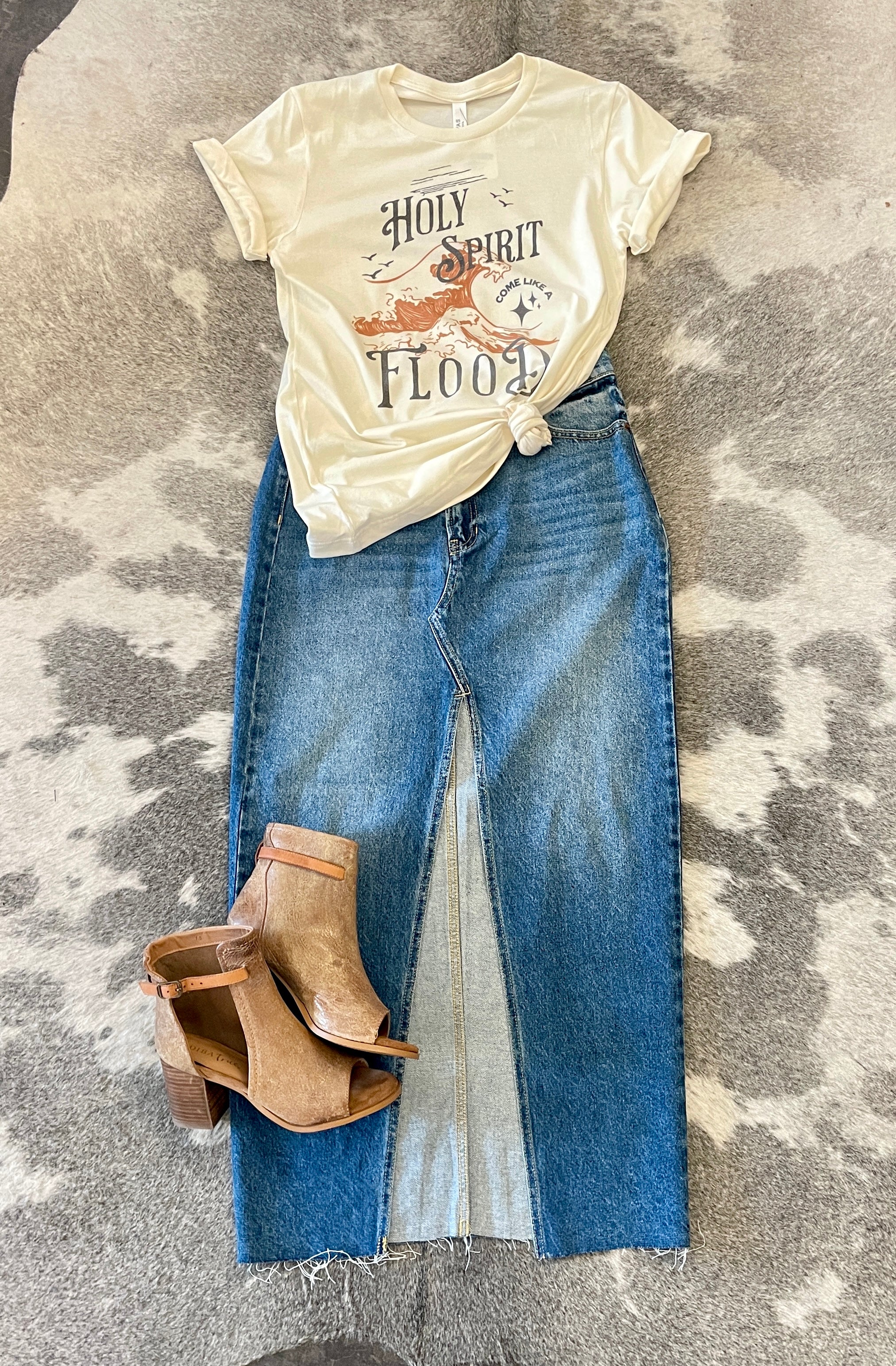 Aphrodite In Blue Maxi Denim Skirt