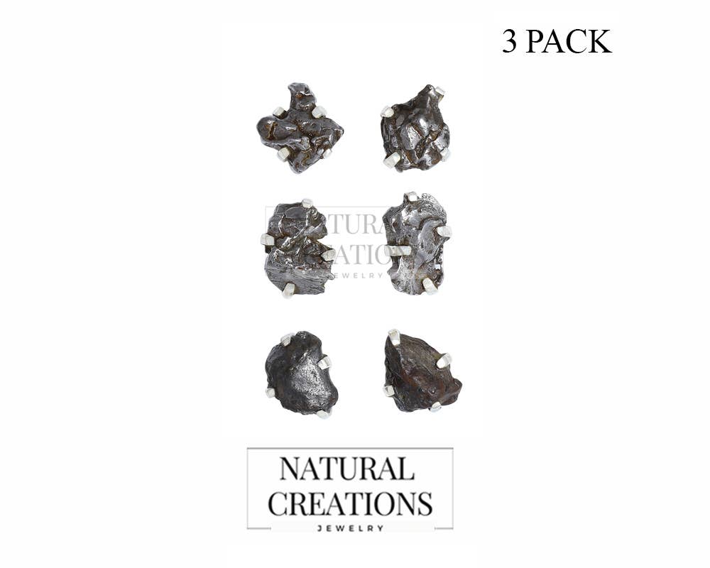 Natural Rough Gemstone Stud Earrings in Sterling Silver