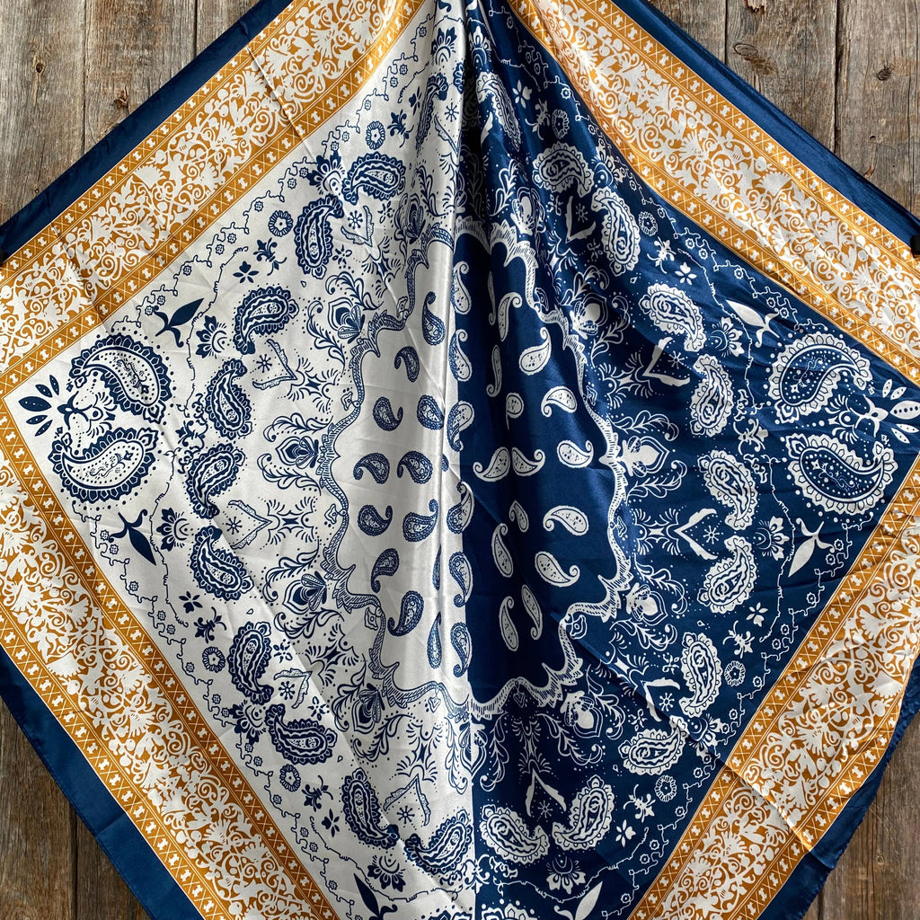 Blue Two-Toned Paisley Wild Rag/Scarf WR3300