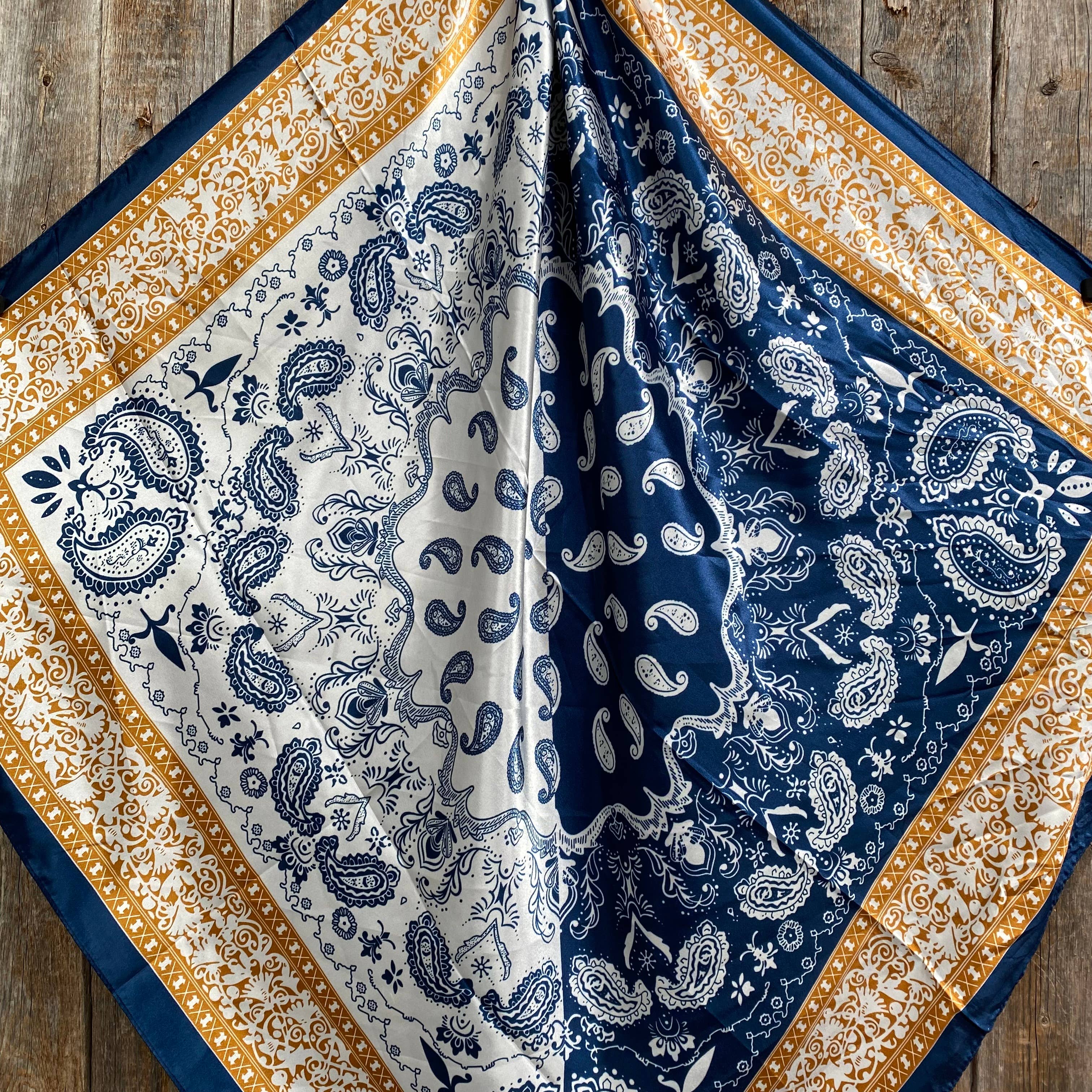 Blue Two-Toned Paisley Wild Rag/Scarf WR3300