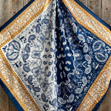 Load image into Gallery viewer, Blue Two-Toned Paisley Wild Rag/Scarf WR3300
