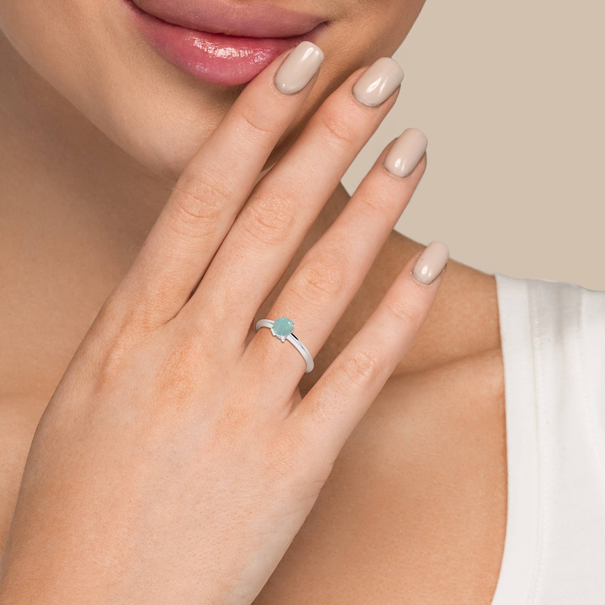 Natural Ethiopian Opal Stackable Rings in Silver, Prong-Set