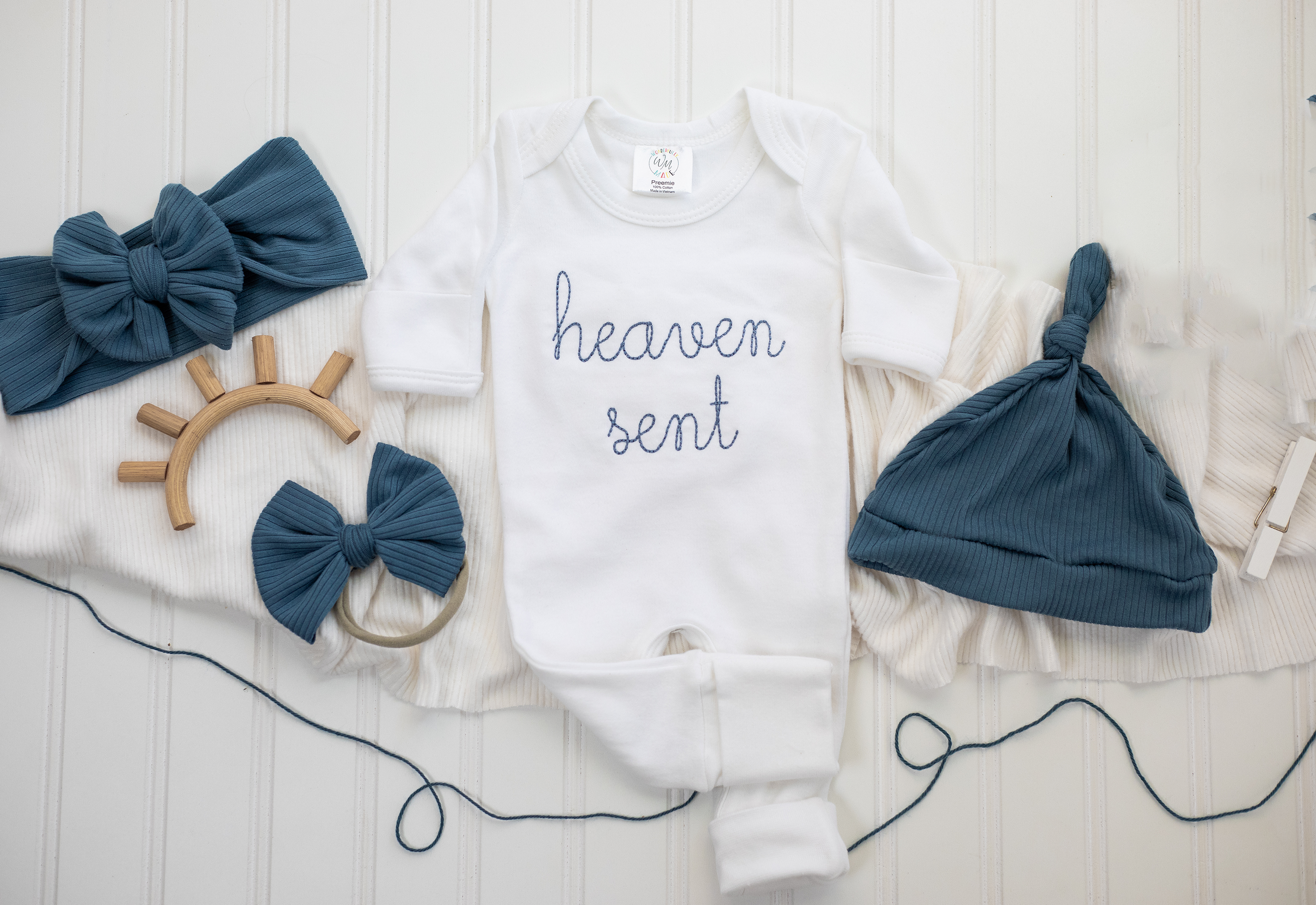 Heaven Sent Blue - Onesie Set
