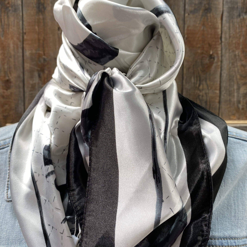 Black / White Four Leaf Clover Wild Rag / Scarf