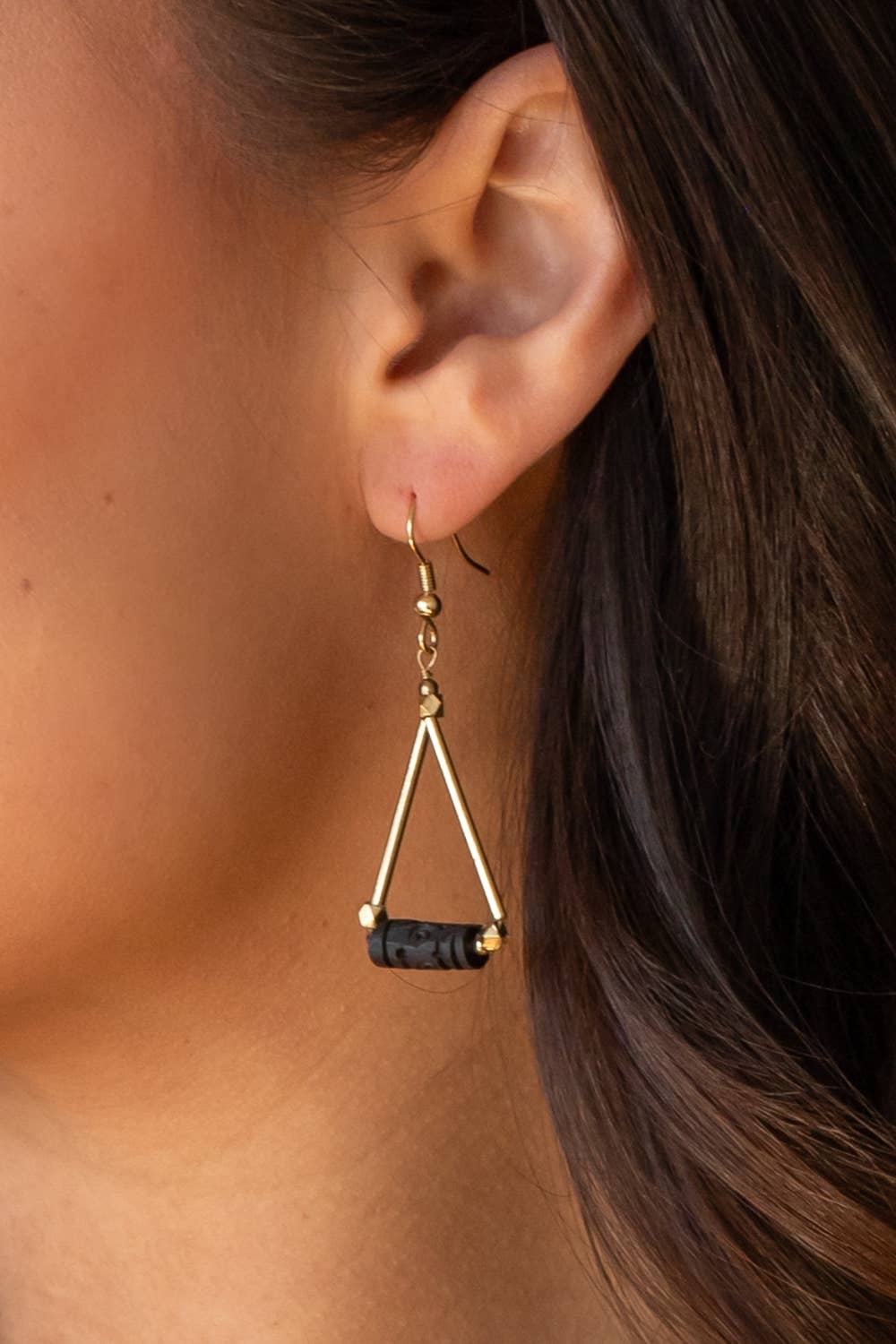 Dream Girl Gold & Black Dangle Earrings