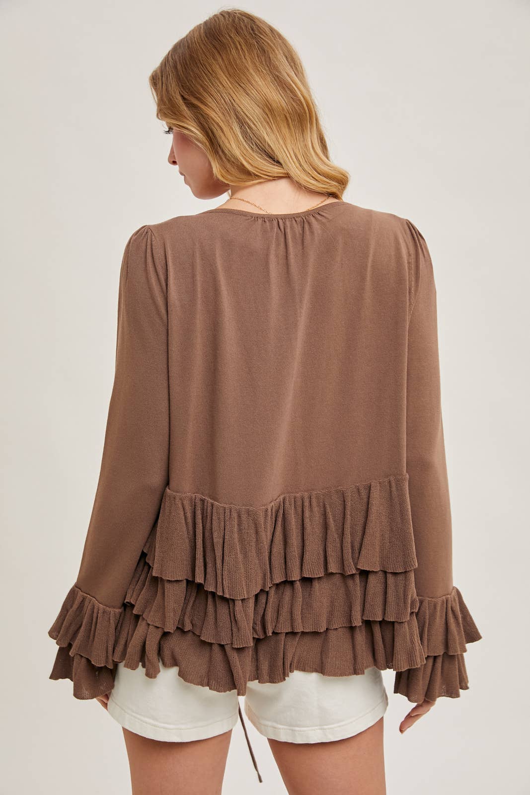 Glory Ruffle Hem Bell Sleeve Sweater